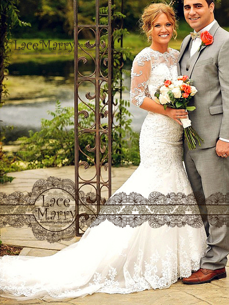 Long Sleeves Elegant Wedding Dress