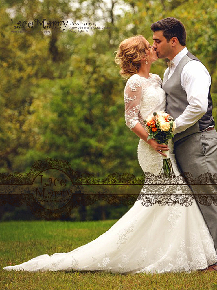 Trumpet Wedding Dress with Long Sleeves