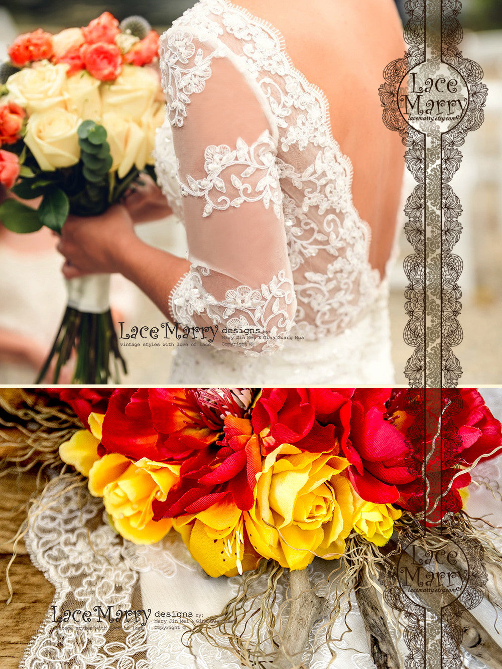 Delicate Long Sleeves Open Back Wedding Dress