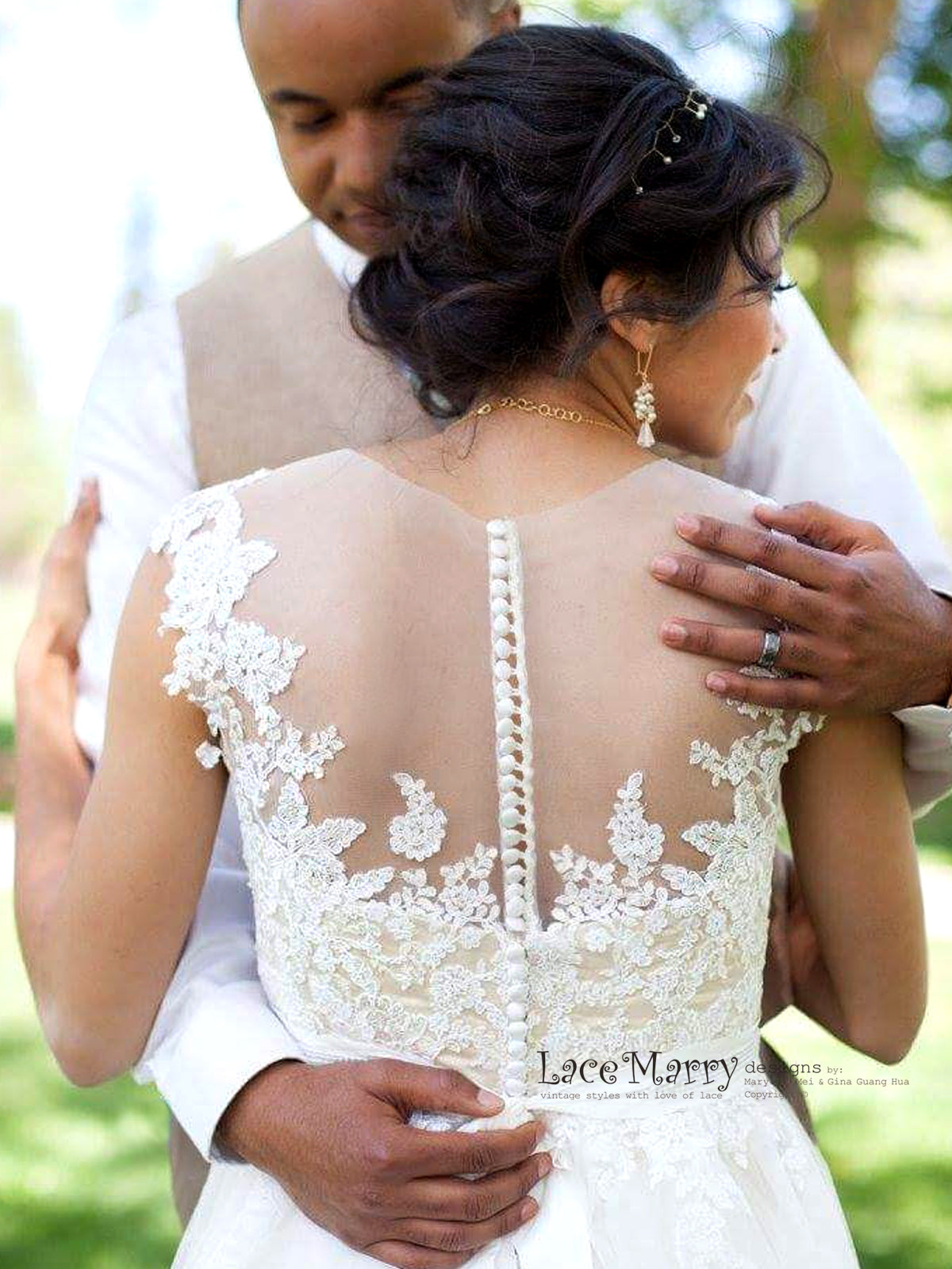 Sheer Back Boho Wedding Dress