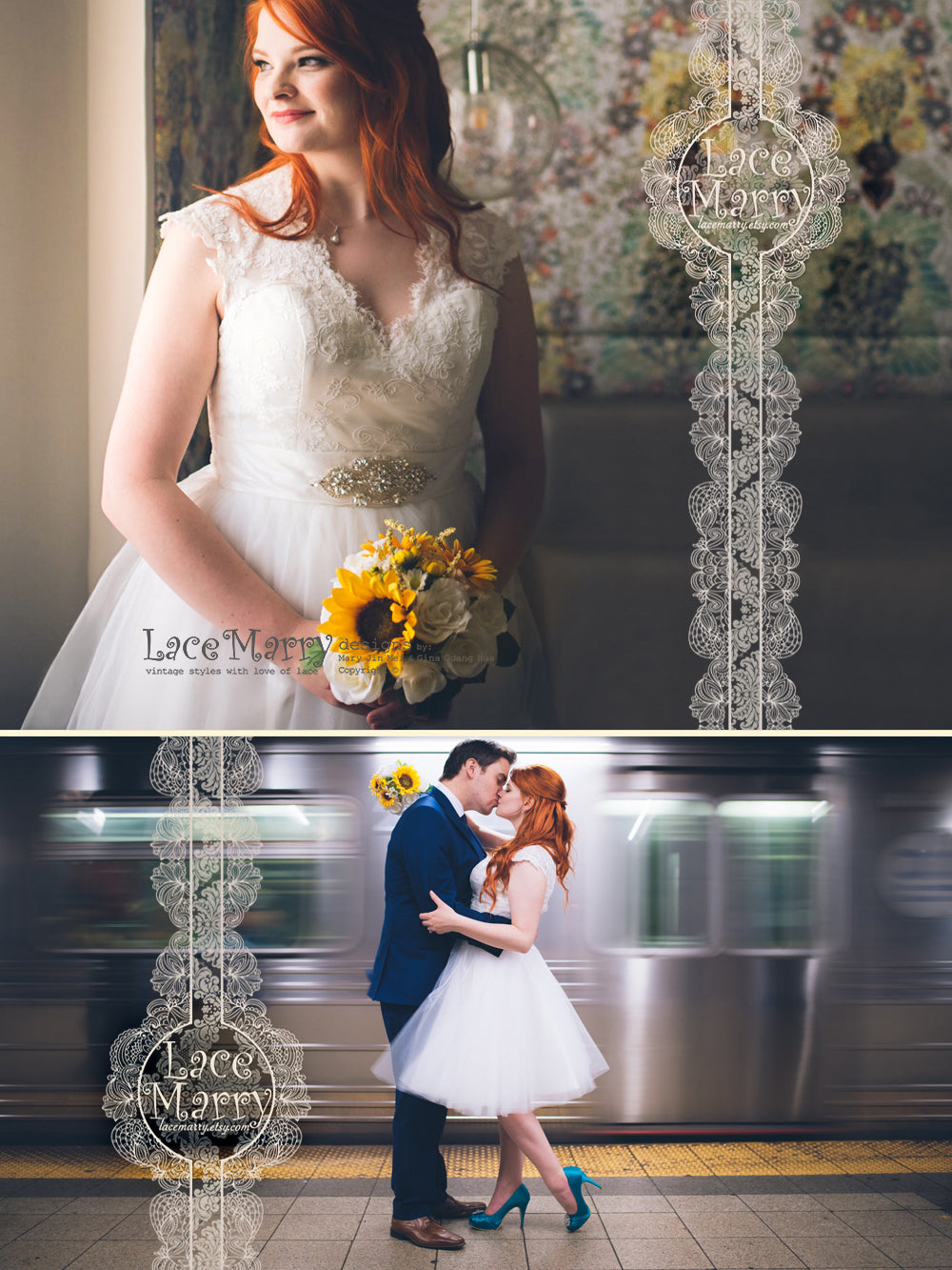 Lovely Short Lace Wedding Dress with Open Keyhole Back