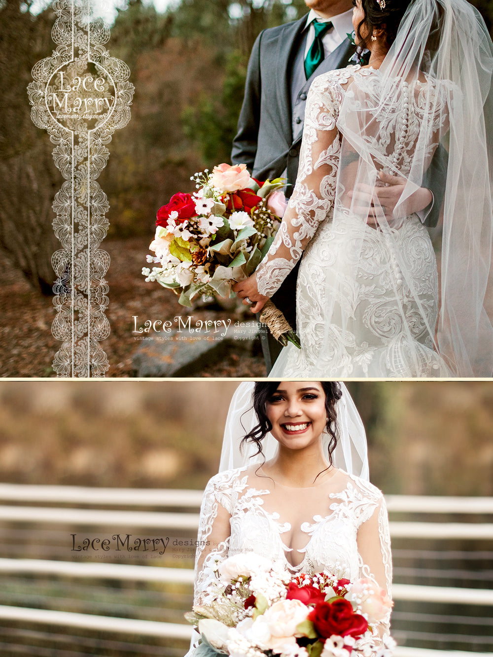 Breathtaking Mermaid Style Wedding Dress with Removable Tulle Over Skirt