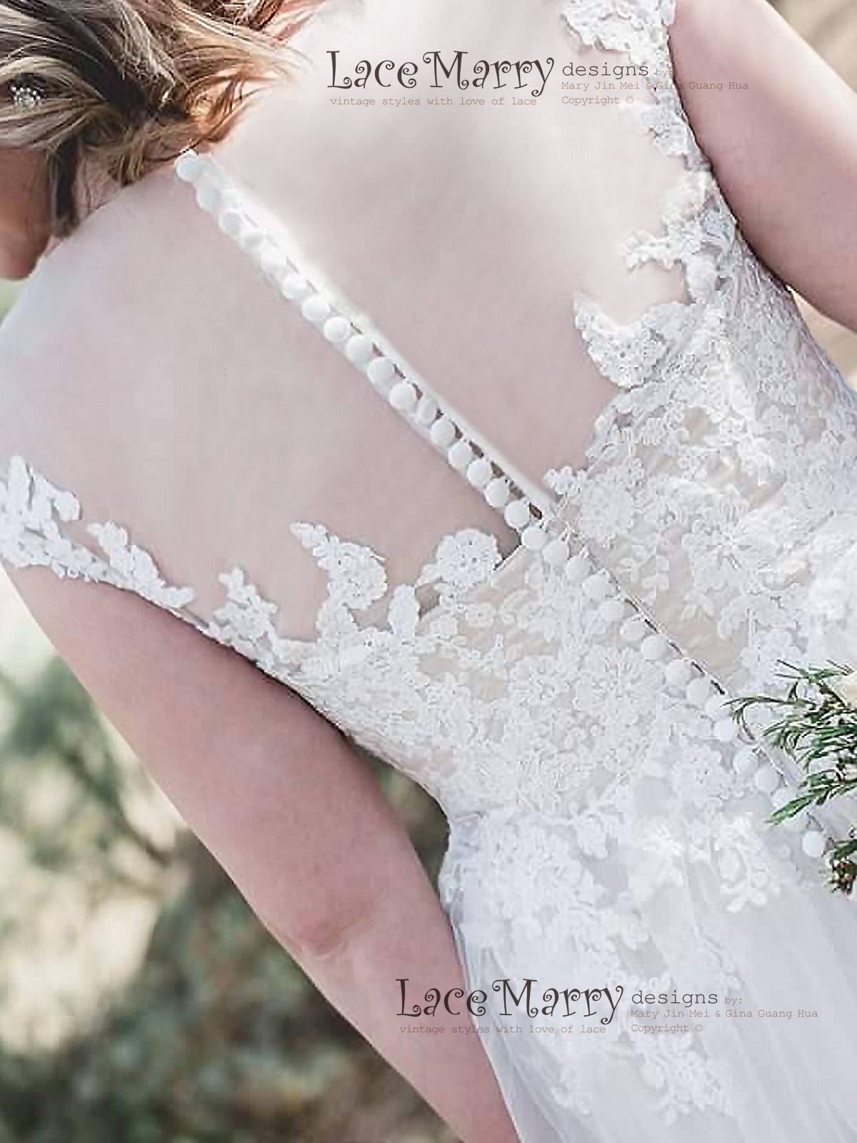 Soft Lace Applique Boho Wedding Dress