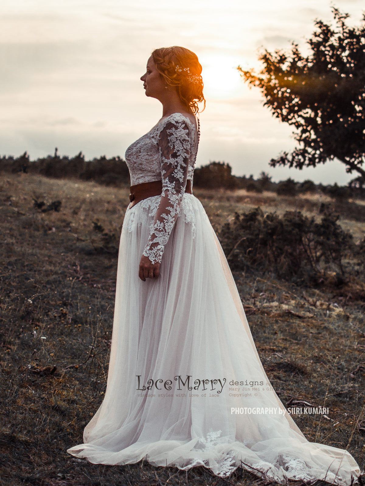 Beautiful Boho Style Wedding Dress with Long Lace Sleeves - LaceMarry Beautiful Boho Style Wedding Dress with Long Lace Sleeves - LaceMarry