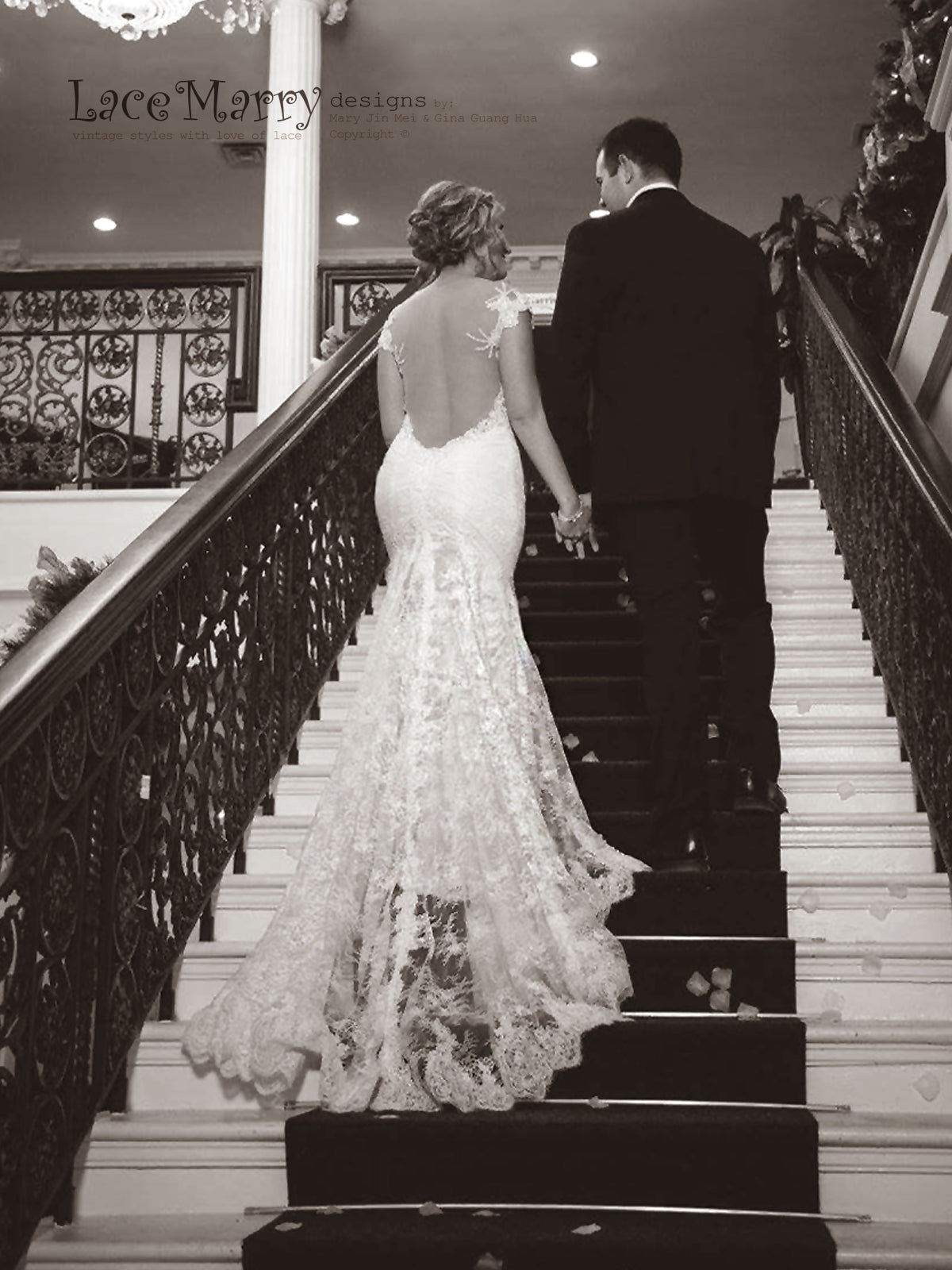 Deep Open Back Lace Wedding Dress