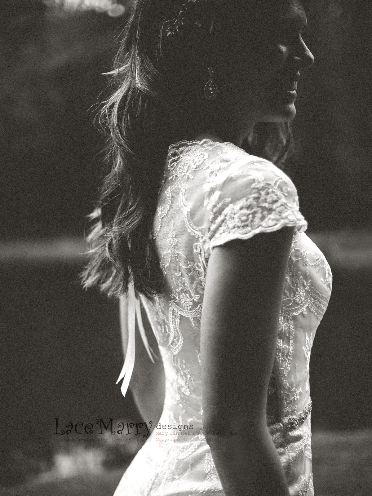 Sheer Open Back Wedding Dress