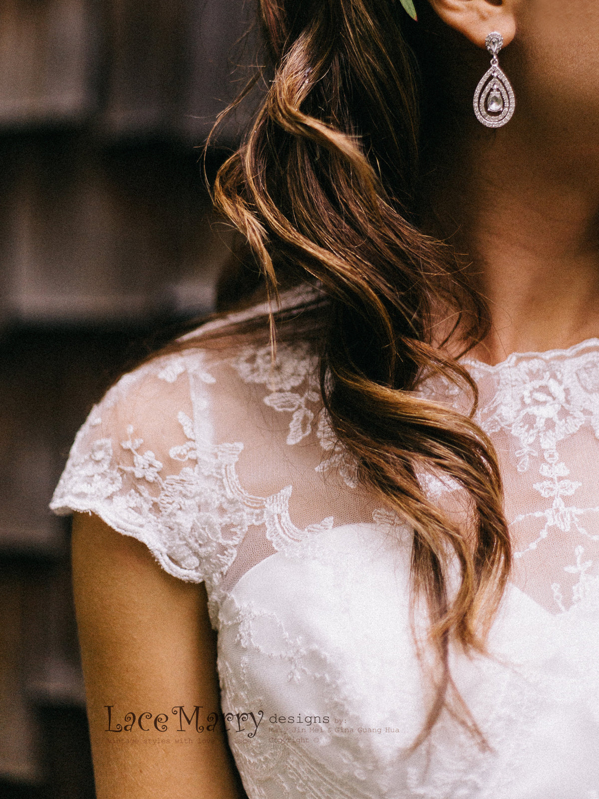 Sheath Lace Wedding Dress with Small Cap Sleeves