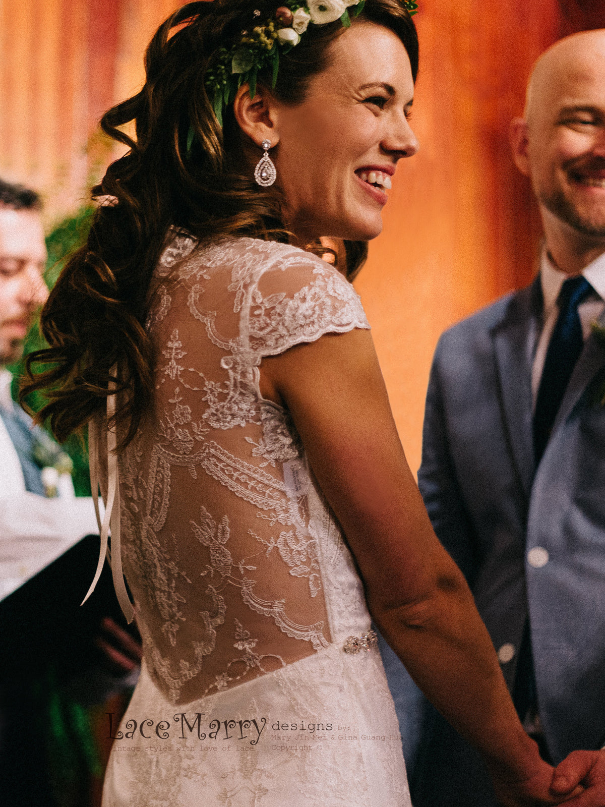 Lace Wedding Dress with Sheer Open Back