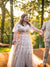 Boho Wedding Dress with Flutter Sleeves and Champagne Underlay