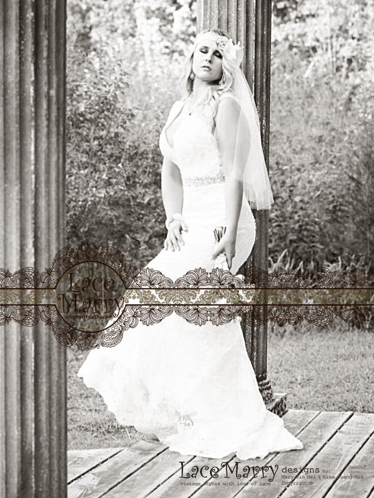 Deep Neckline Sexy Wedding Dress