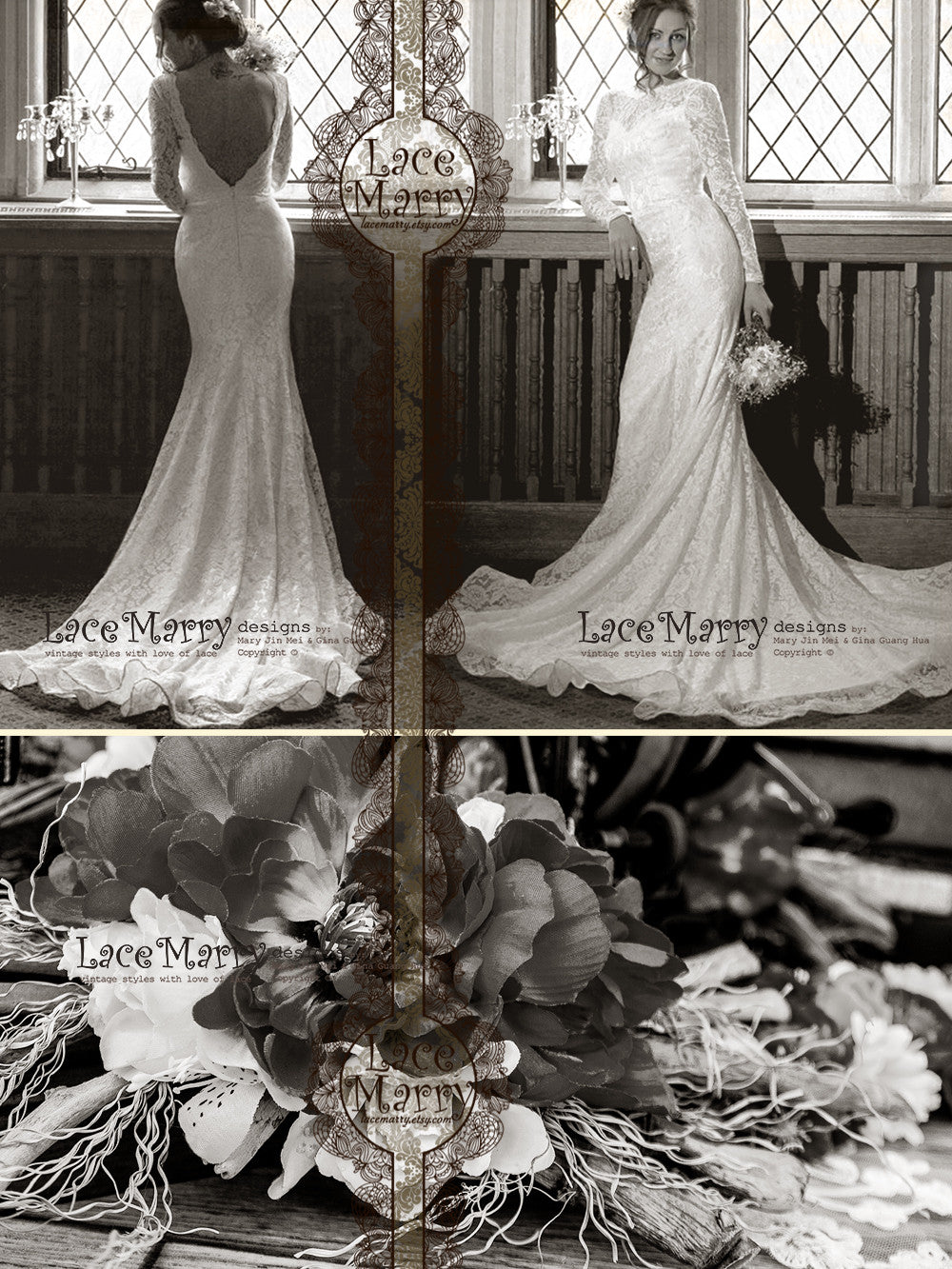 Vintage fit and store flare wedding dress