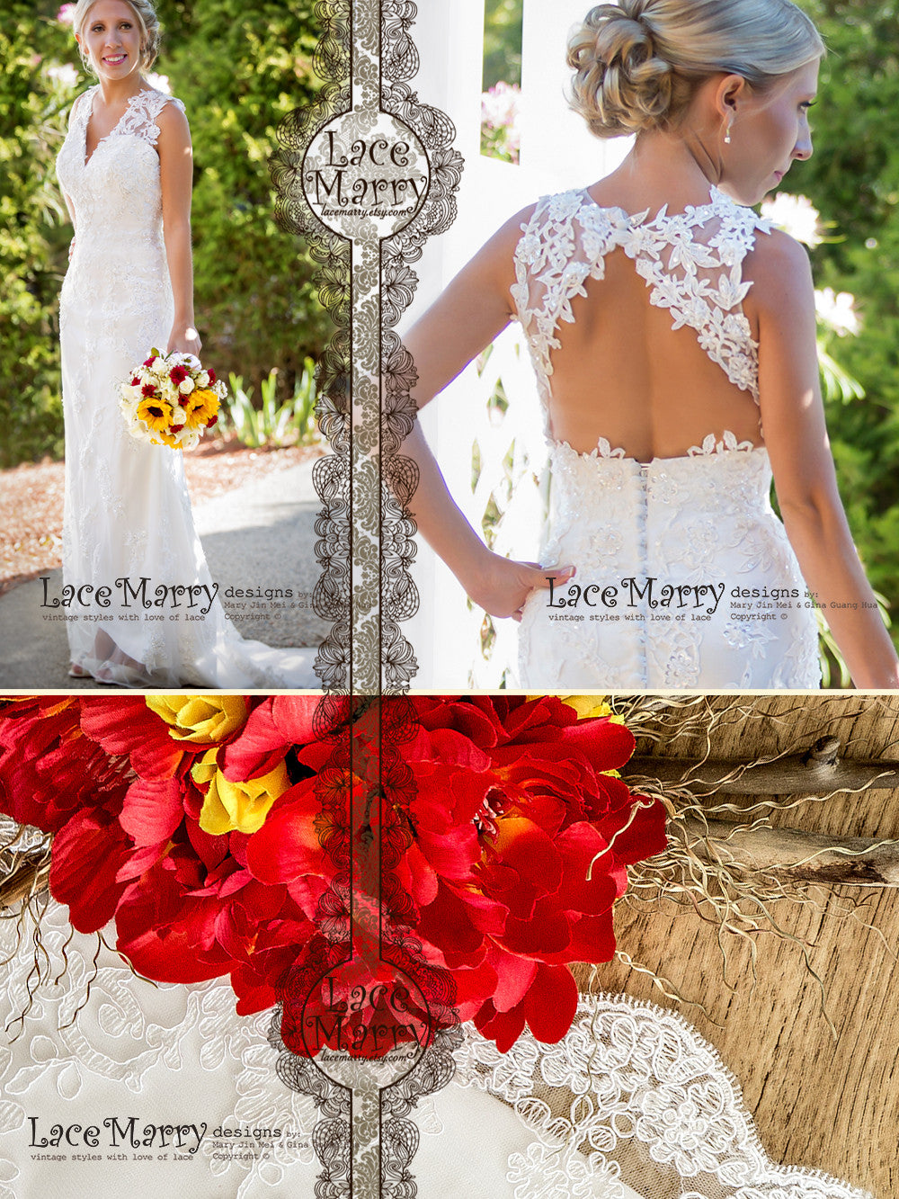 Sexy Slim A-Line Lace Wedding Dress