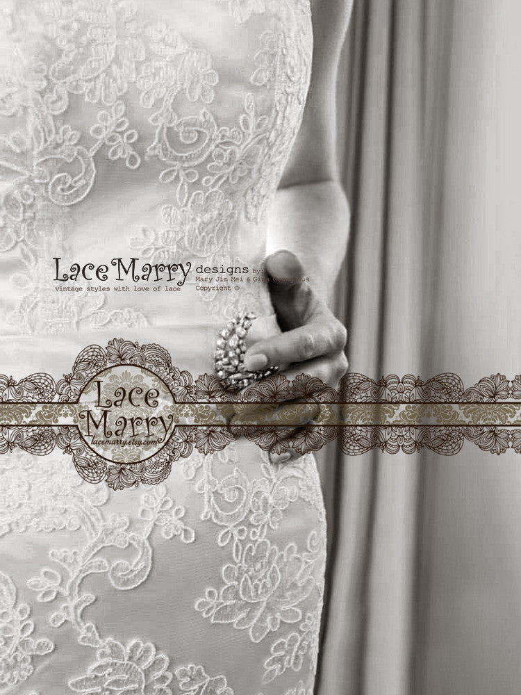 Lace Wedding Dress with Deep Keyhole Back