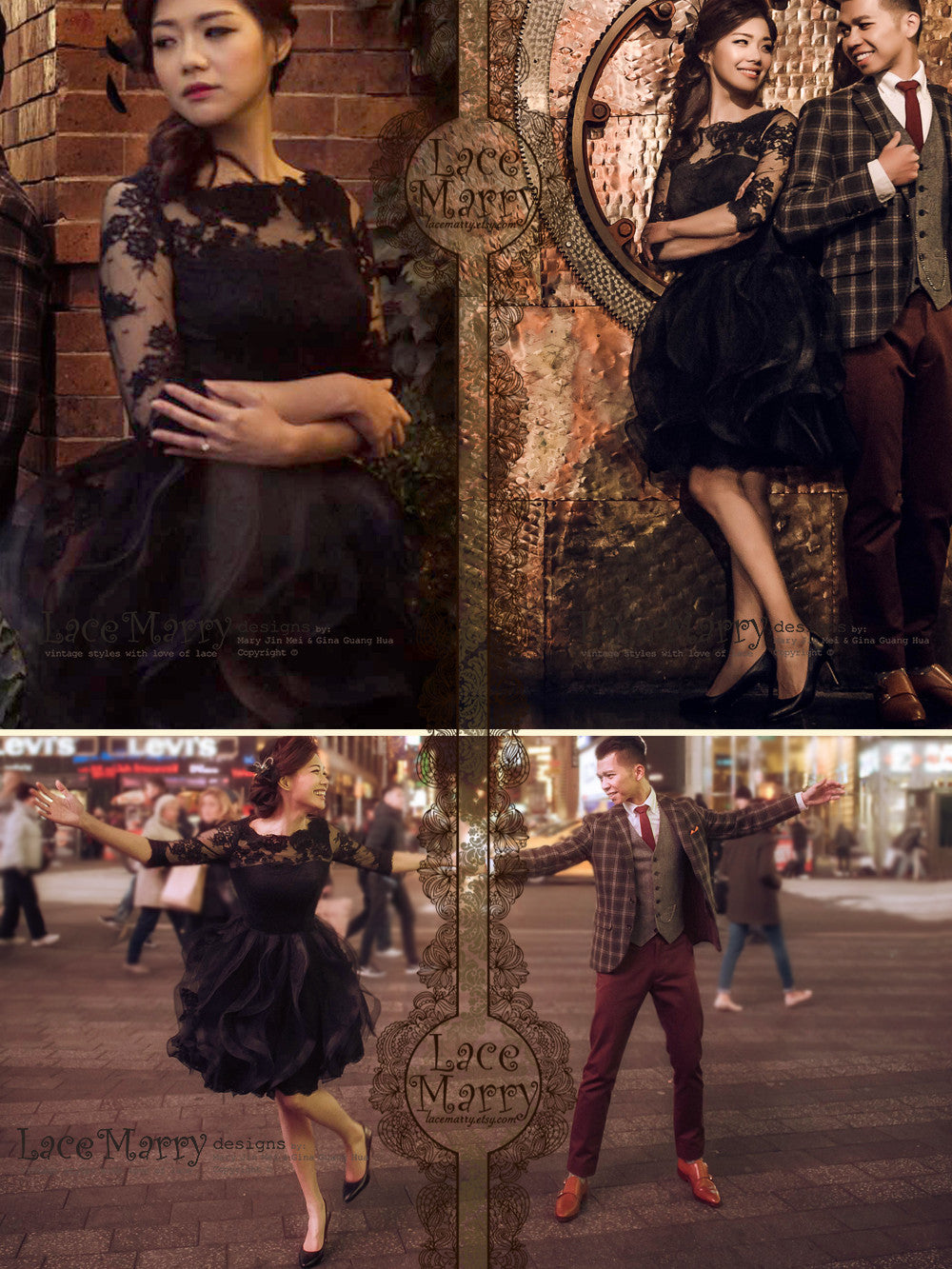Black Lace Reception Dress