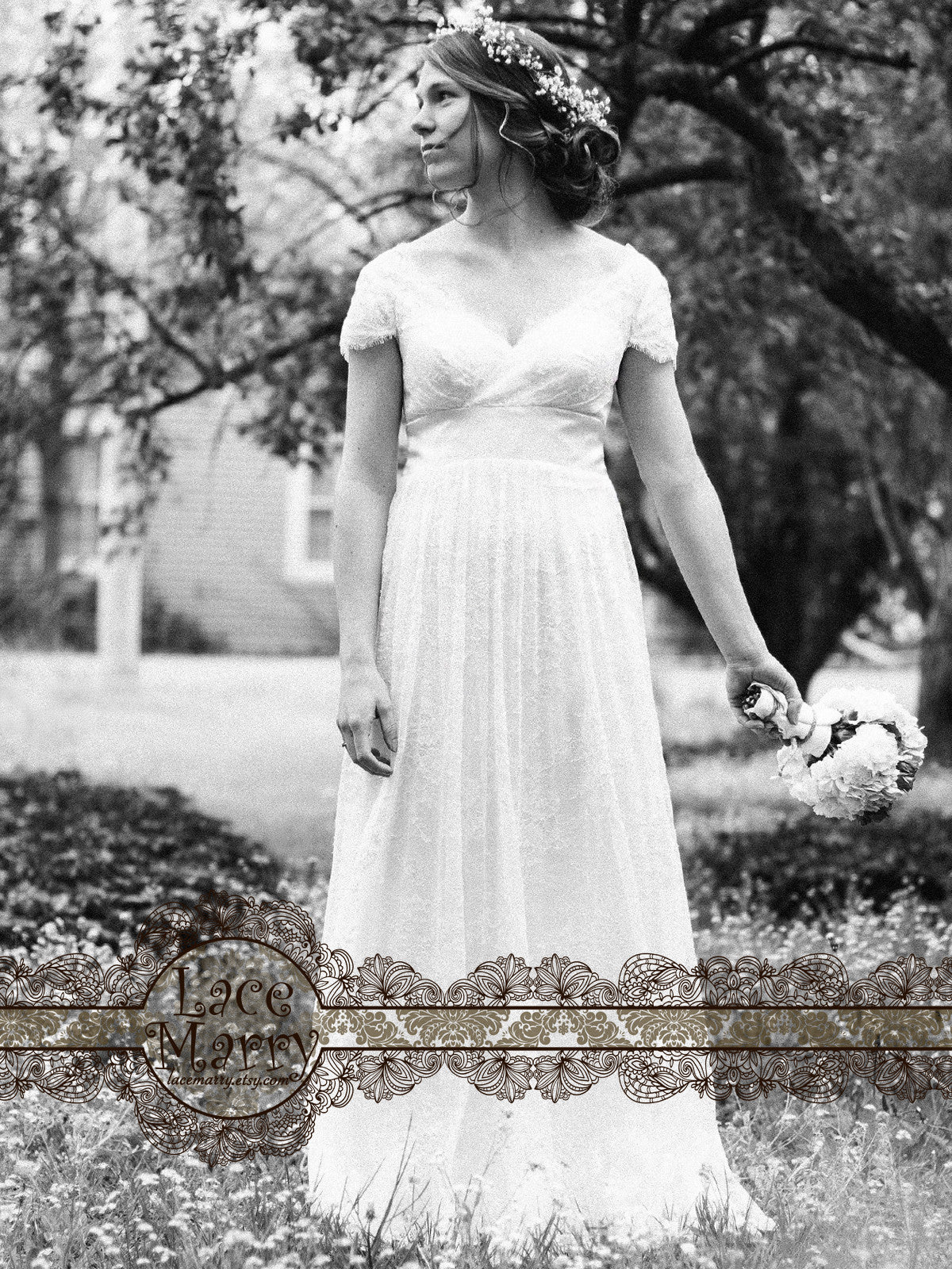 Lace Dress Wedding Dress Relaxed Casual Country Style Two Piece Lace Top Tulle Skirt Wedding Dresses, Lace Dress Wedding Dress Relaxed Casual Country Style Two Piece Lace Top Tulle Skirt Wedding Dresses,