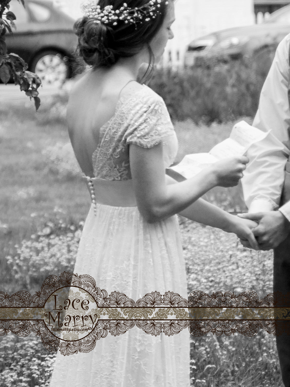 Cap Sleeves Boho Wedding Dress