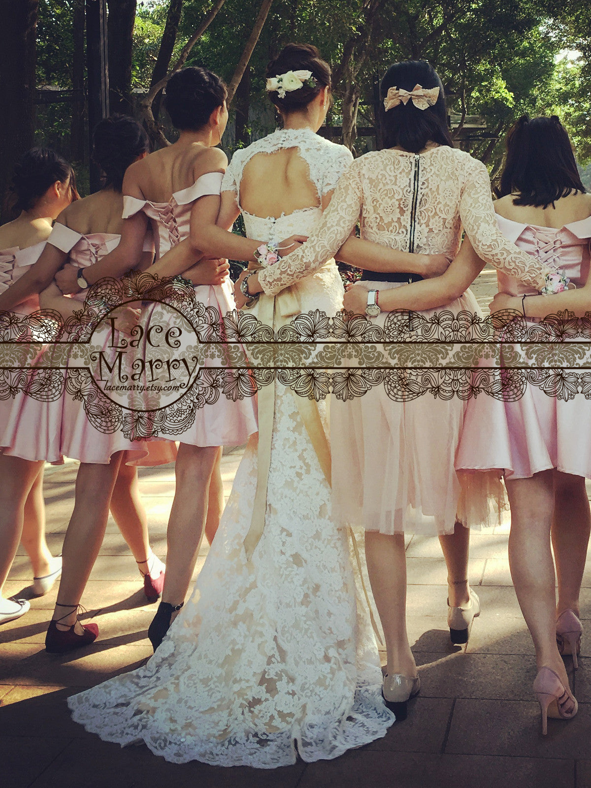 Cream Lace Wedding Dress with Illusion V Neckline with Sweetheart - LaceMarry Cream Lace Wedding Dress with Illusion V Neckline with Sweetheart - LaceMarry