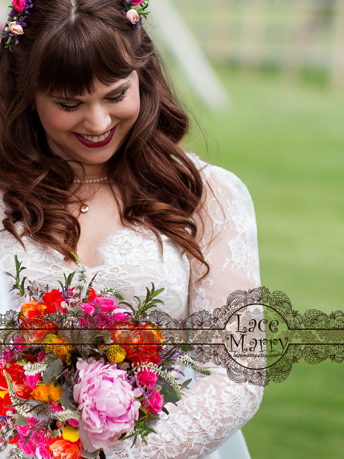 Chantilly Lace Wedding Dress with Sleeves