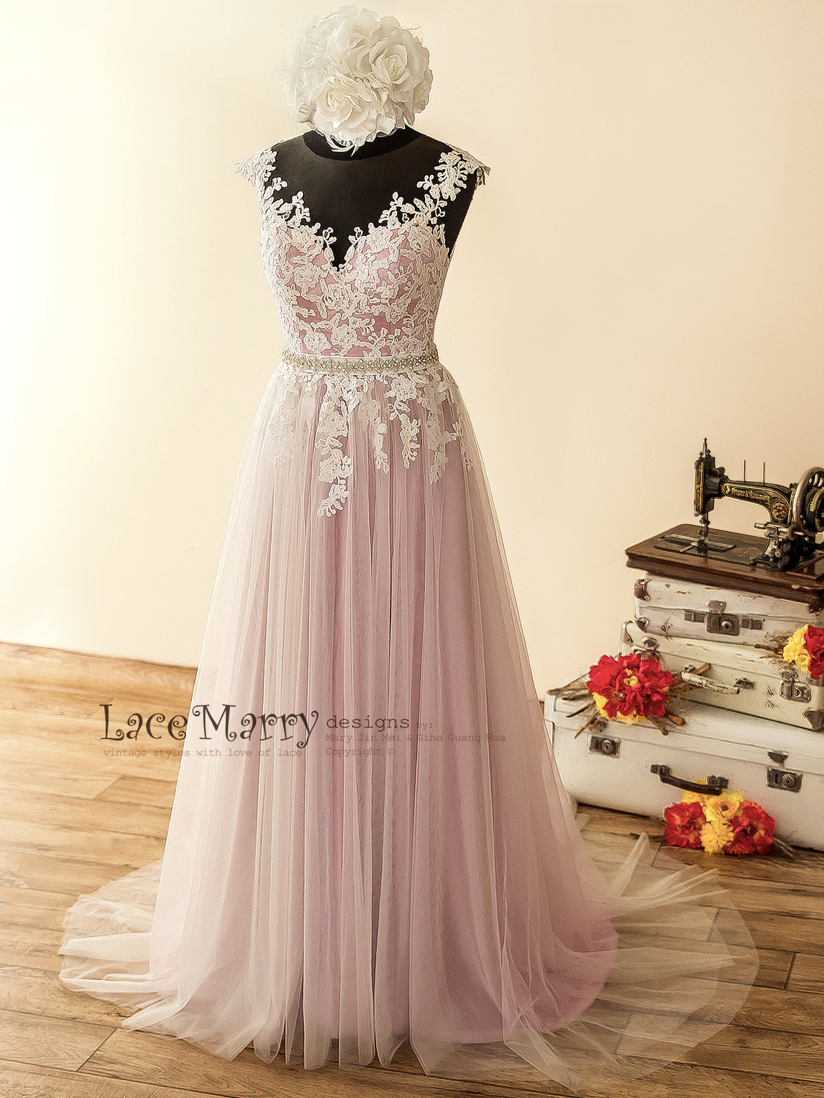 Lilac Color Boho Wedding Dress