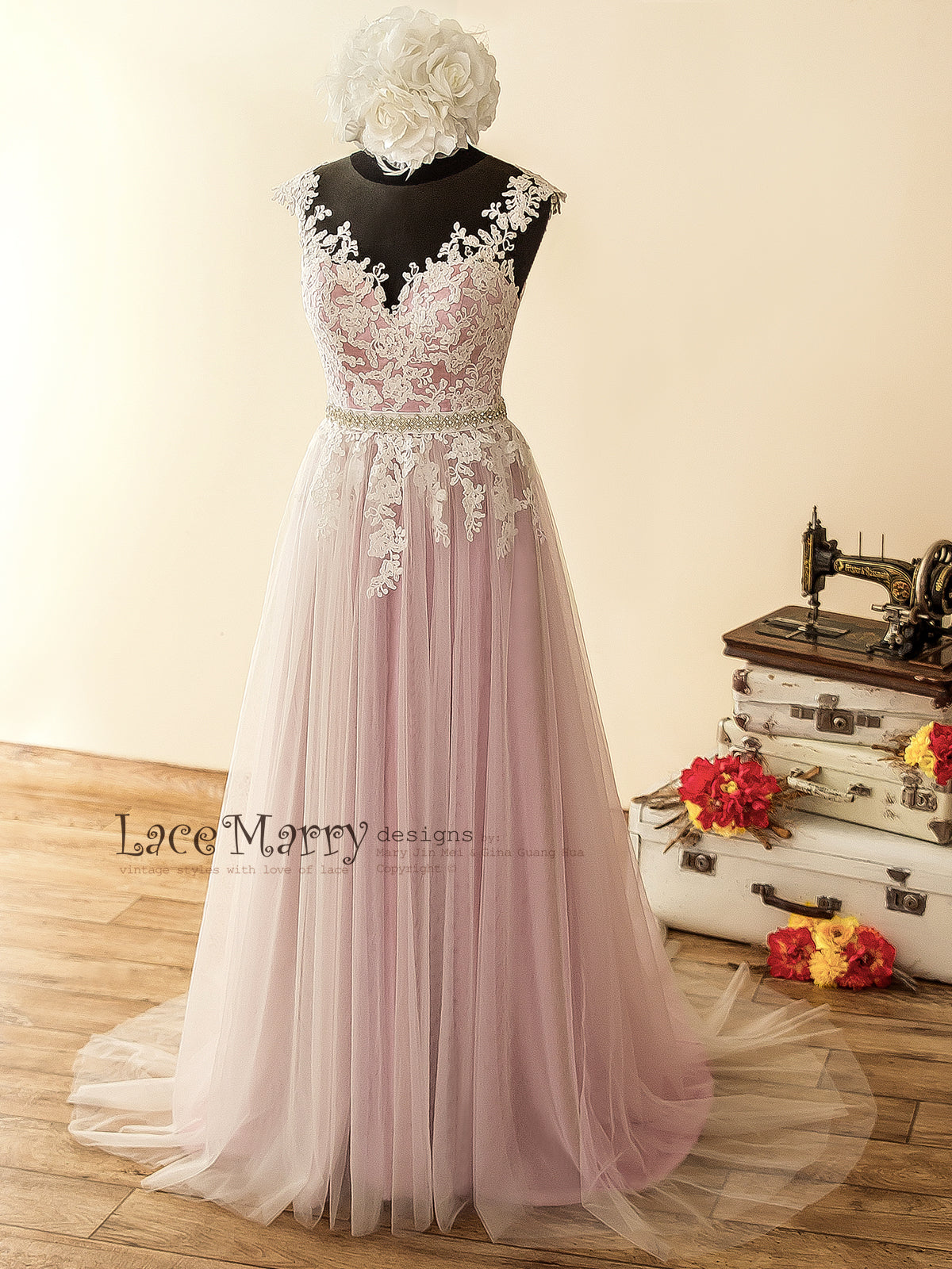 lavender wedding dress Romantic Tulle Short Unique Asymmetrical Colored a sprinkle of sugar and garnish with flowers Lilac Underlay Boho Wedding Dress