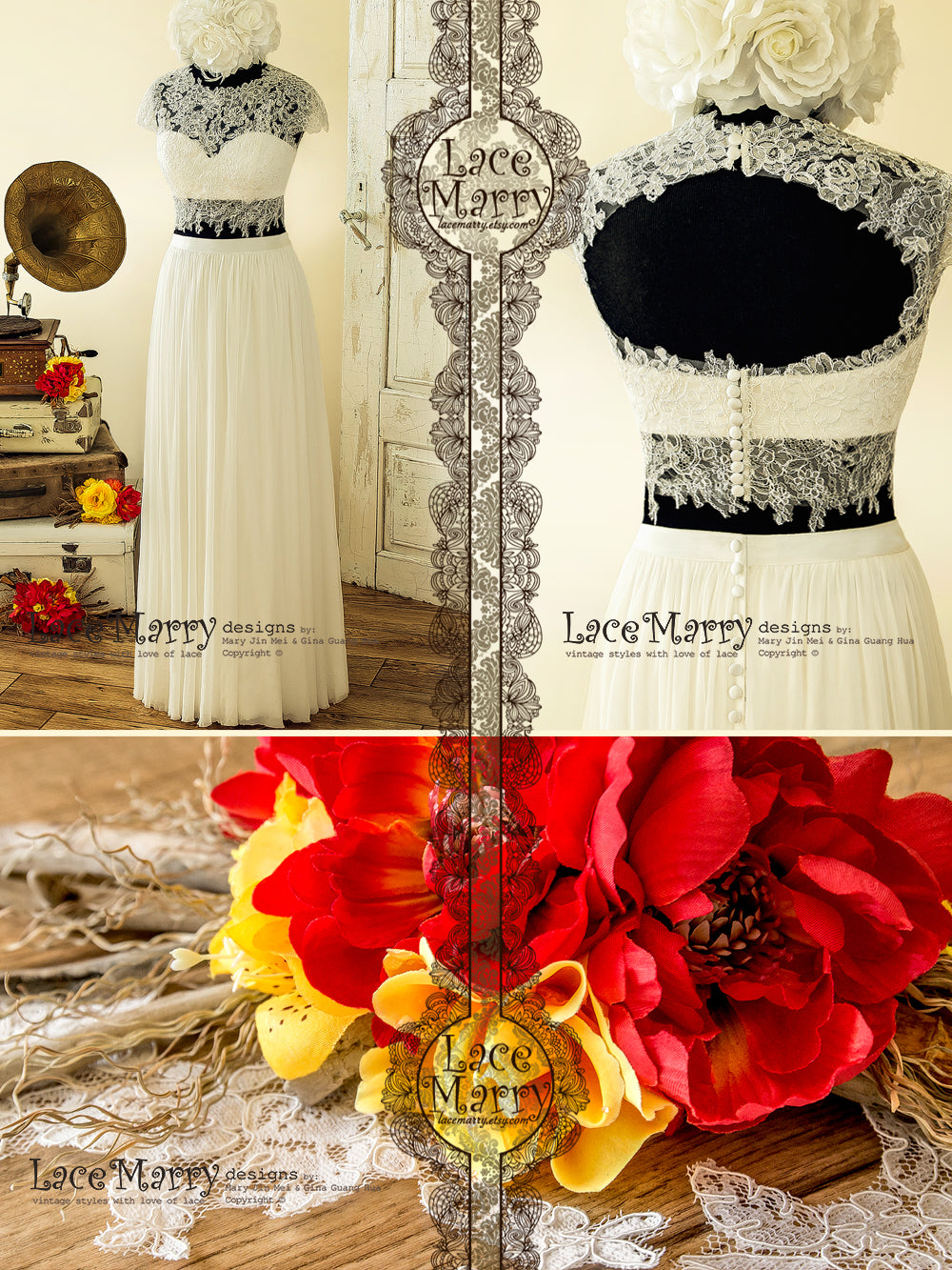 Two Piece Boho Wedding Dress