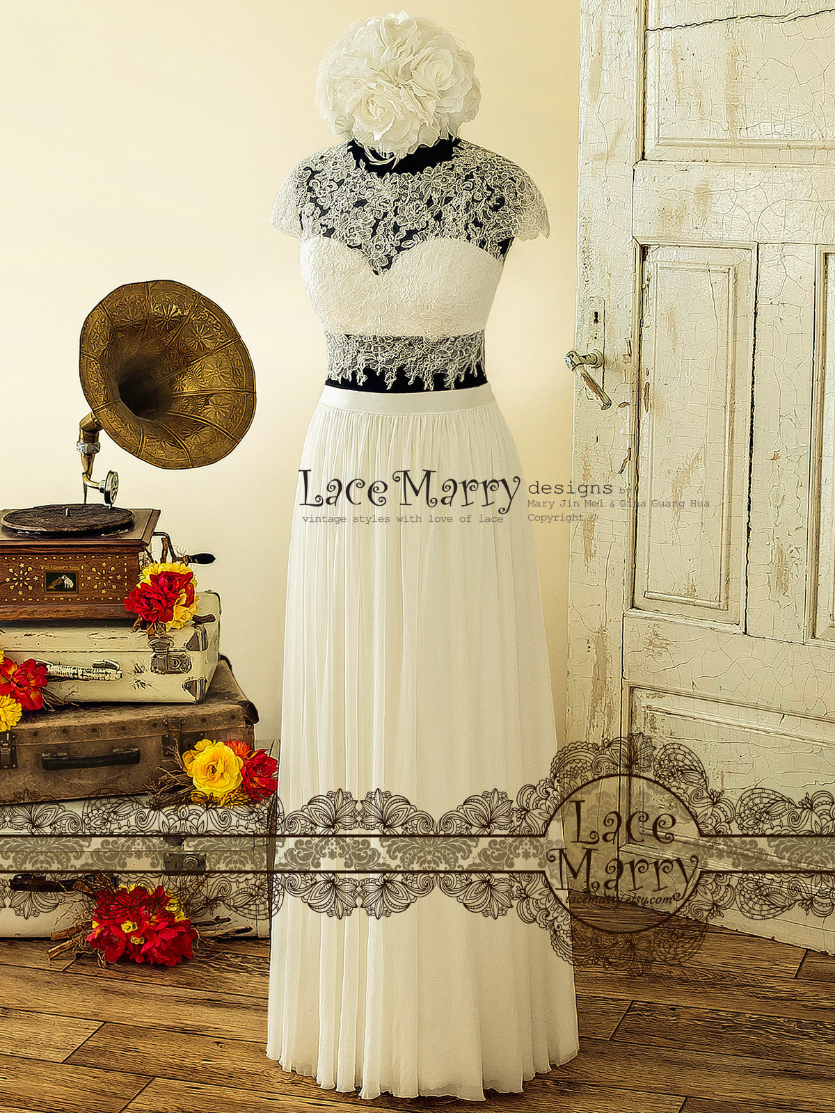 Two Piece Ivory Wedding Dress