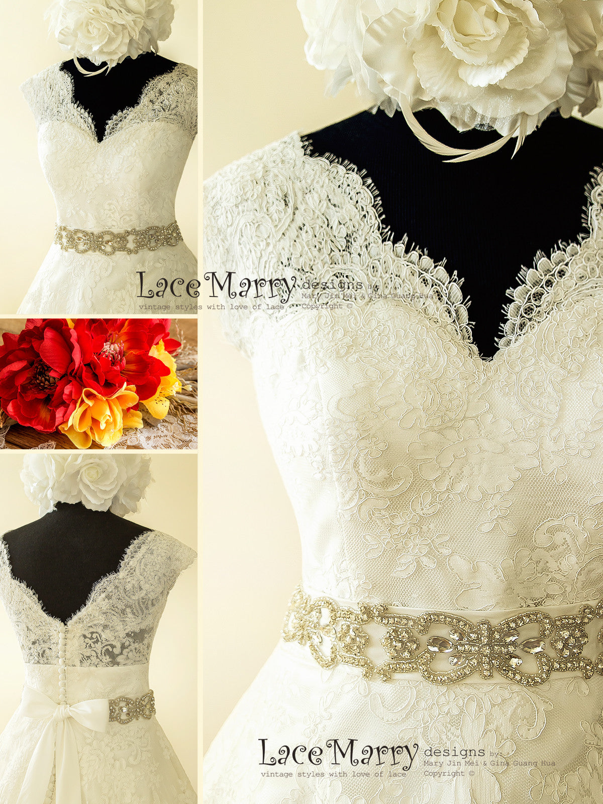 Illusion V Neckline Short Wedding Dress