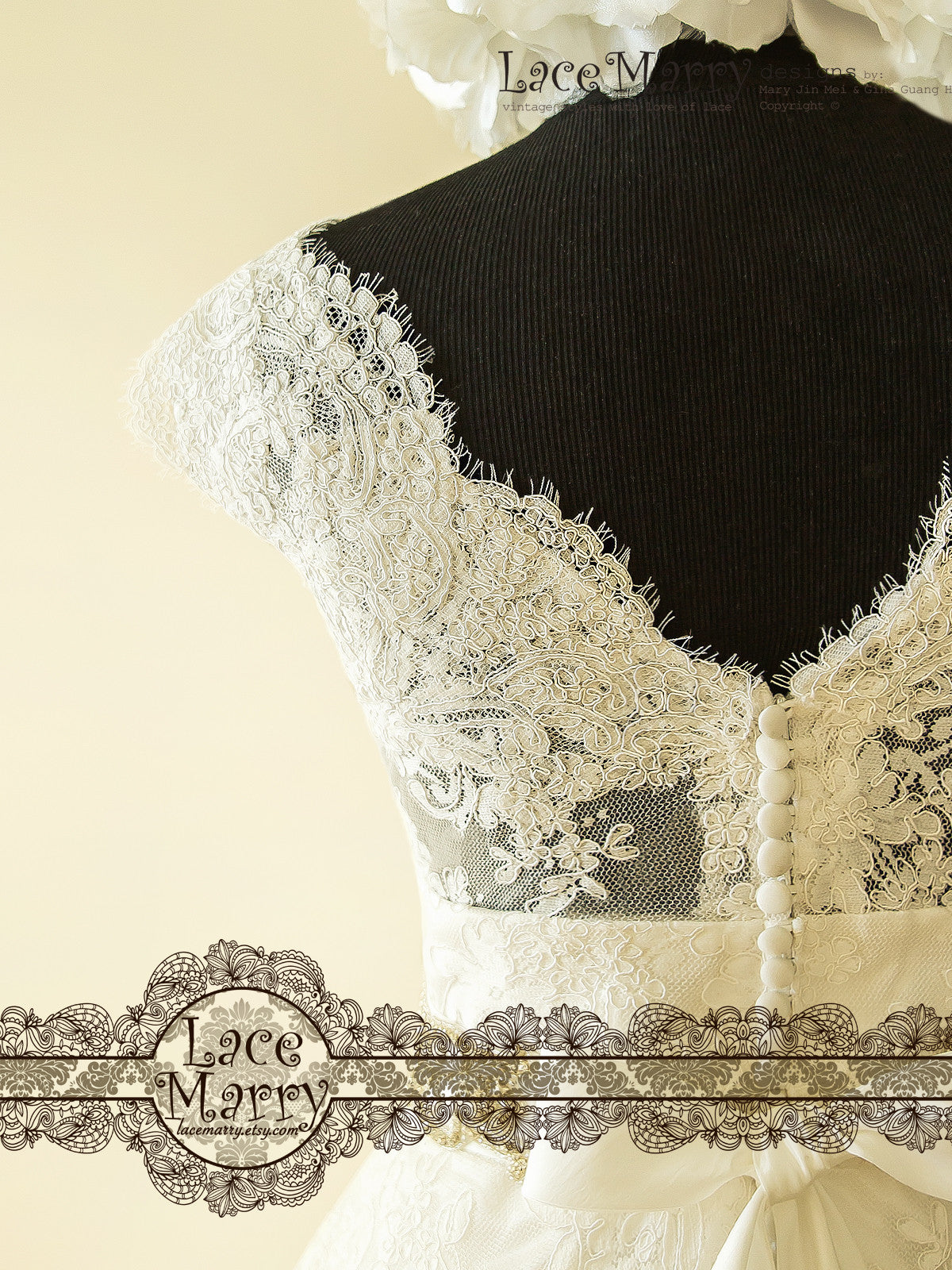 Sheer V Cut Back Wedding Dress