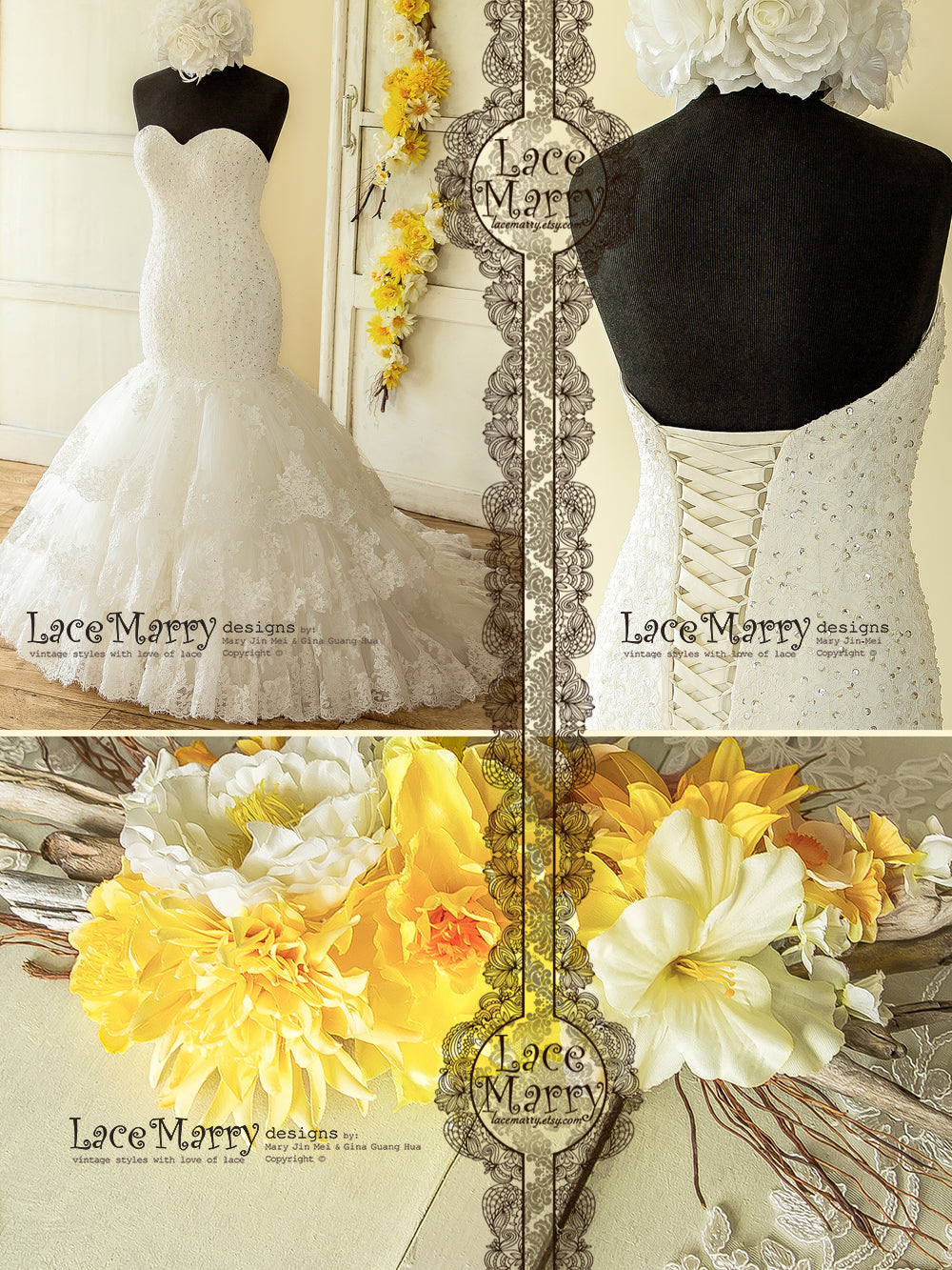 Amazing Fit and Flare Style Lace Wedding Dress with Beading