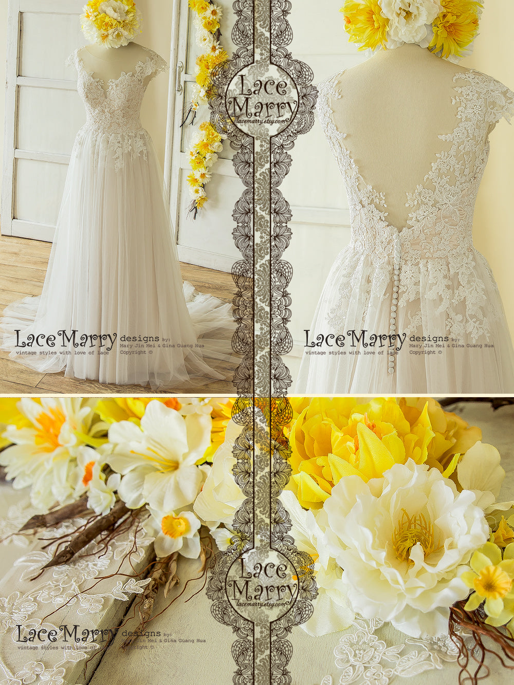 Light Champagne Bohemian Wedding Dress