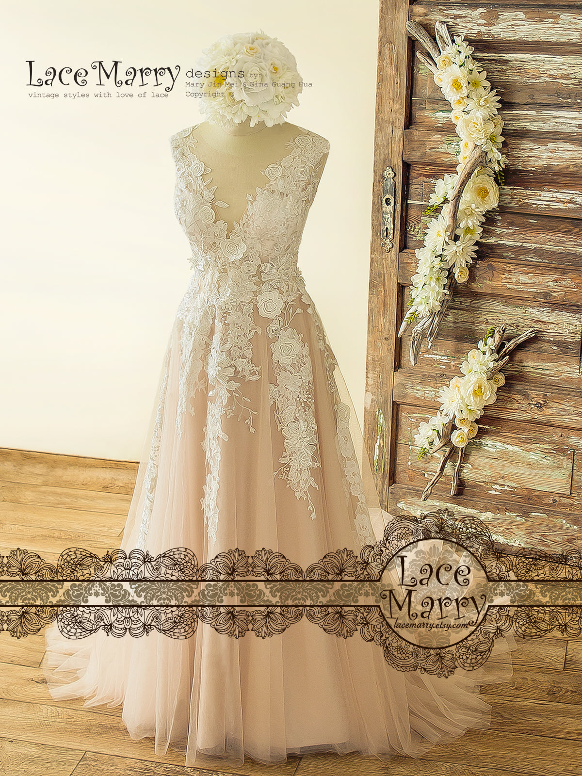 Boho Blush Wedding Dress