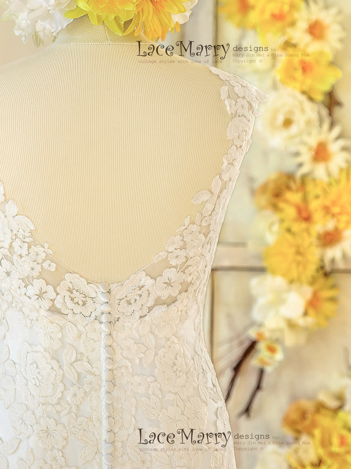 Ivory Open Back Lace Wedding Dress