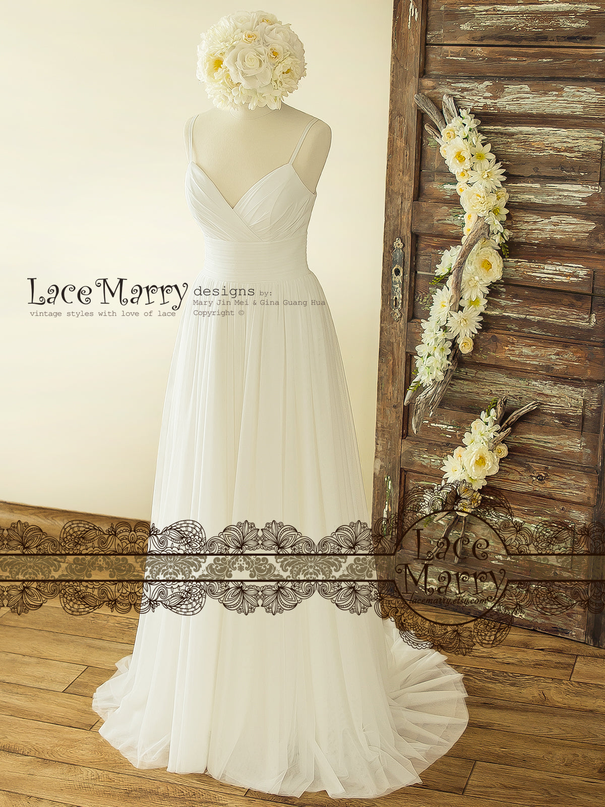 Gorgeous Boho Ivory Wedding Dress