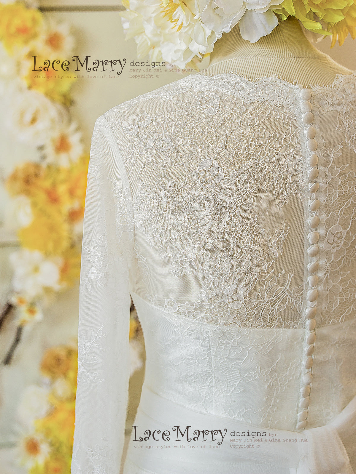 Full Lace Back Long Wedding Dress