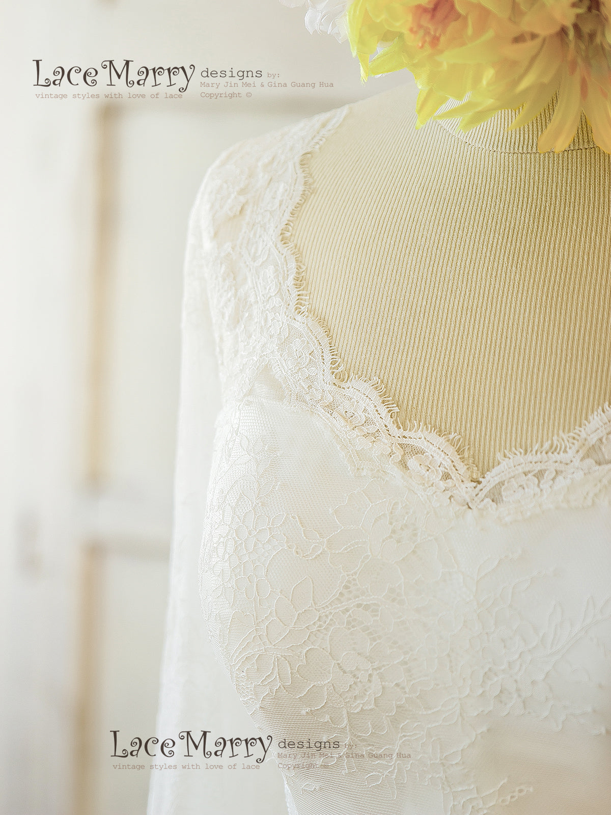 Beautiful Deep V Neckline Wedding Dress