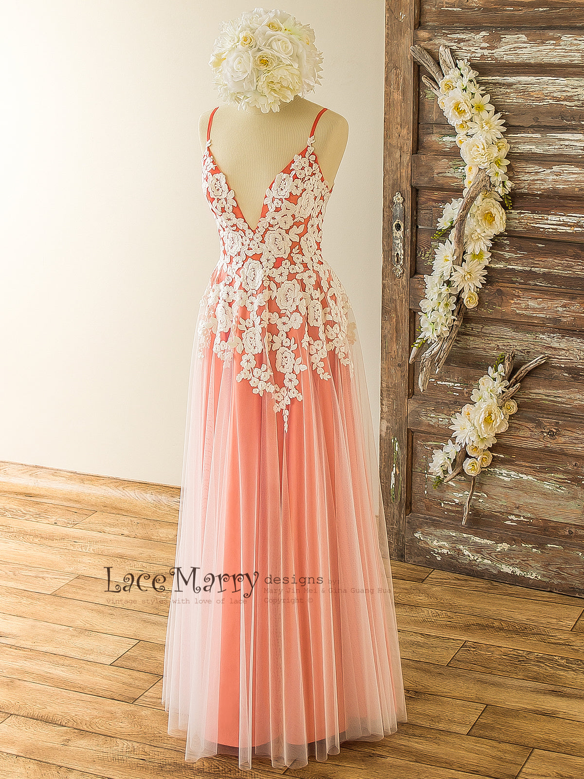 Coral Color Wedding Dress