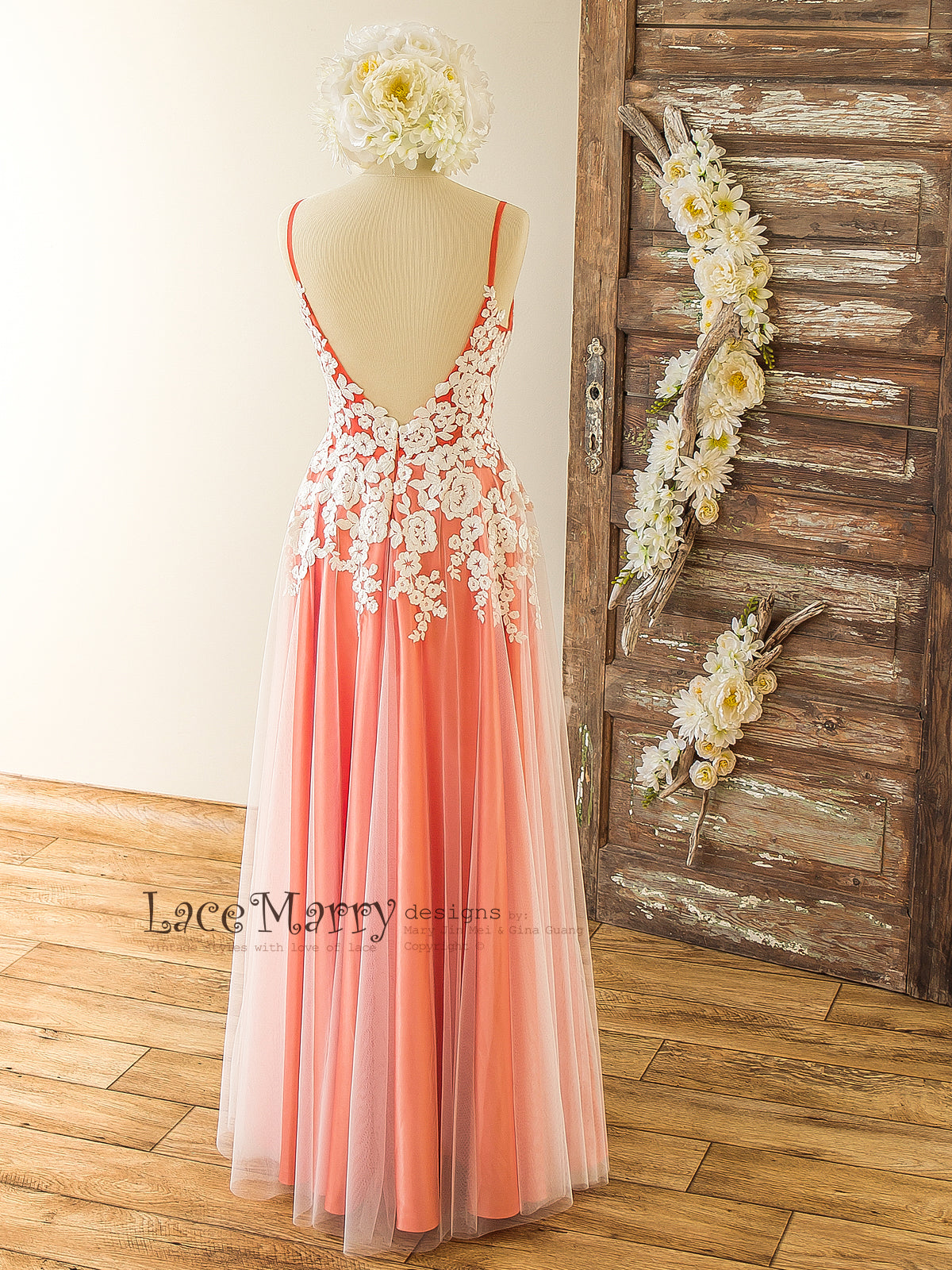 Flower Applique Wedding Dress