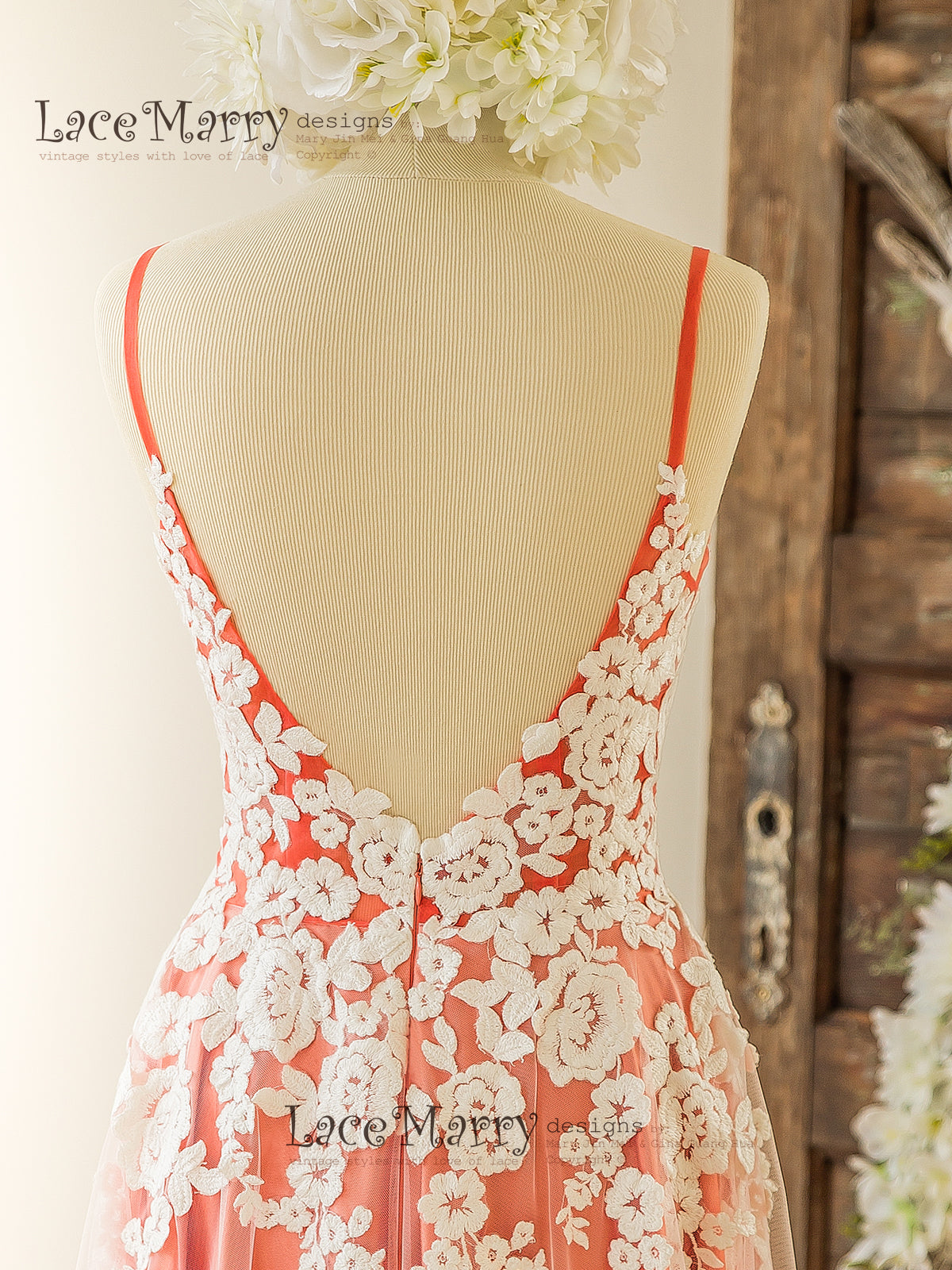 Stunning Colorful Bridesmaid Dress with Ivory Floral Design - LaceMarry Stunning Colorful Bridesmaid Dress with Ivory Floral Design - LaceMarry