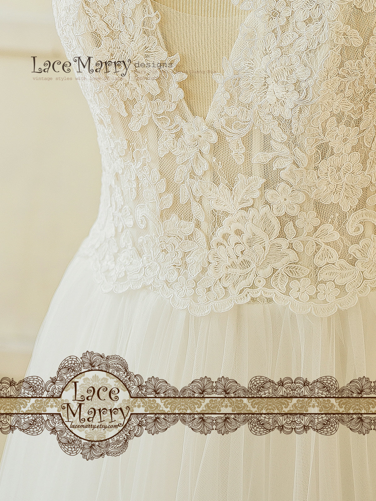 Sheer Bodice Boho Wedding Dress