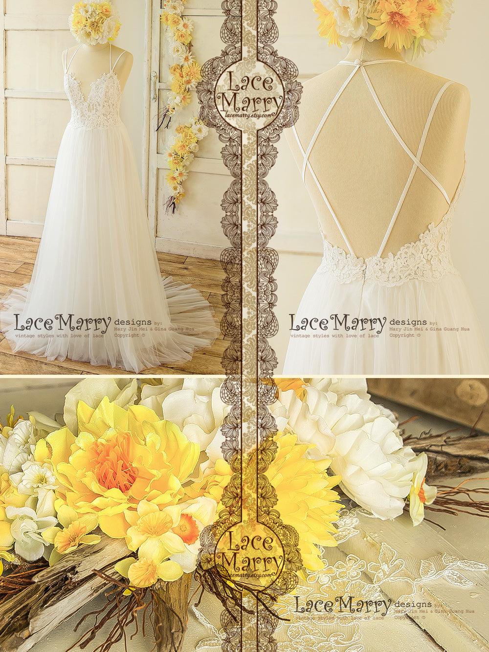 Elegant Wedding Dress with Cross Design Straps Featuring Sheer Bodice - LaceMarry Elegant Wedding Dress with Cross Design Straps Featuring Sheer Bodice - LaceMarry