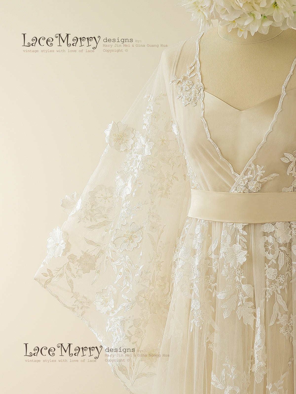 Wedding Dress in Kaftan Style with Kimono Sleeves