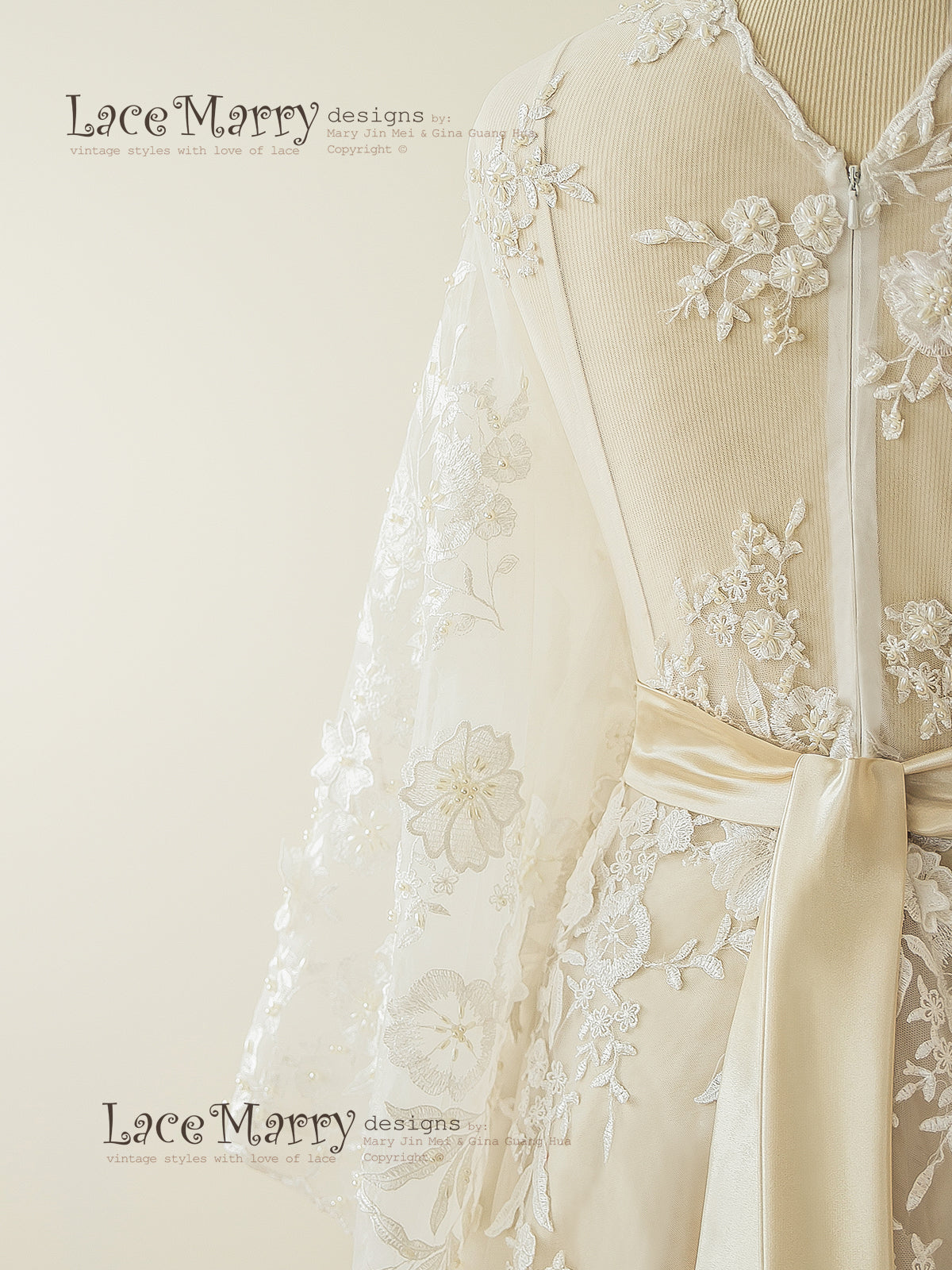 Pearl Beading and Tulip Cut Silk Slip Boho Wedding Dress
