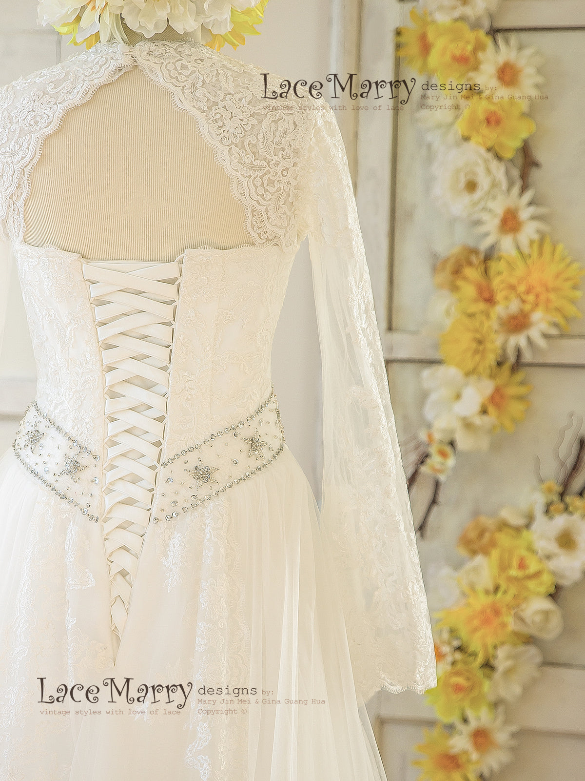 Removable Lace Bolero with Lace Wedding Dress