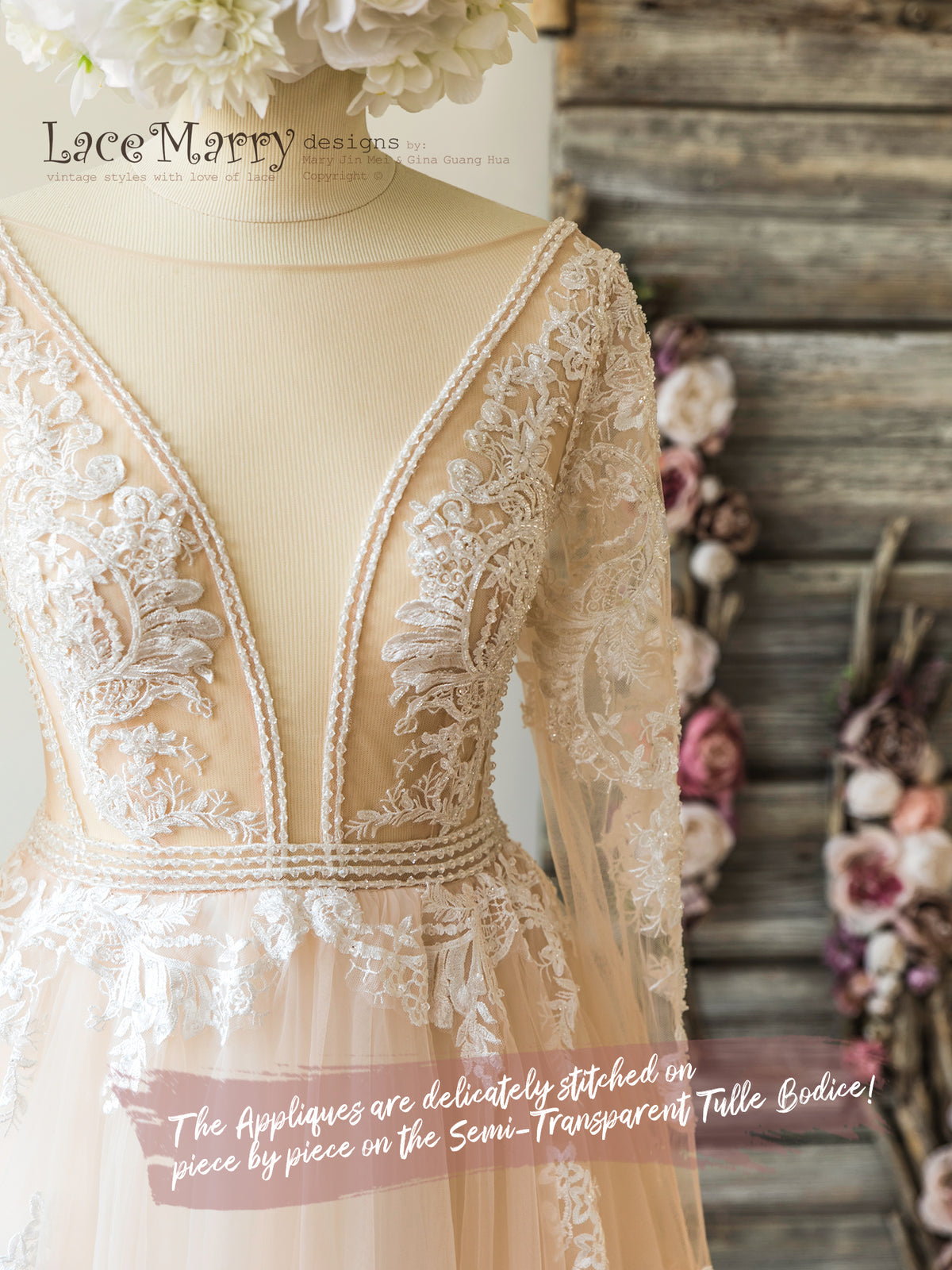 Illusion Neckline Wedding Dress