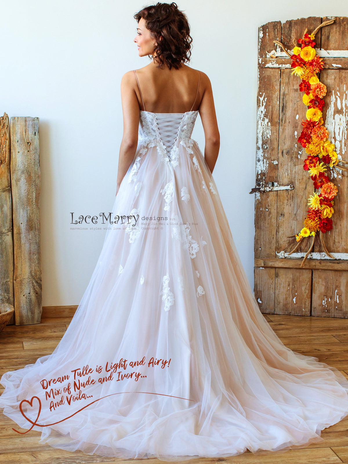 Beach Wedding Dress with Airy Tulle Skirt