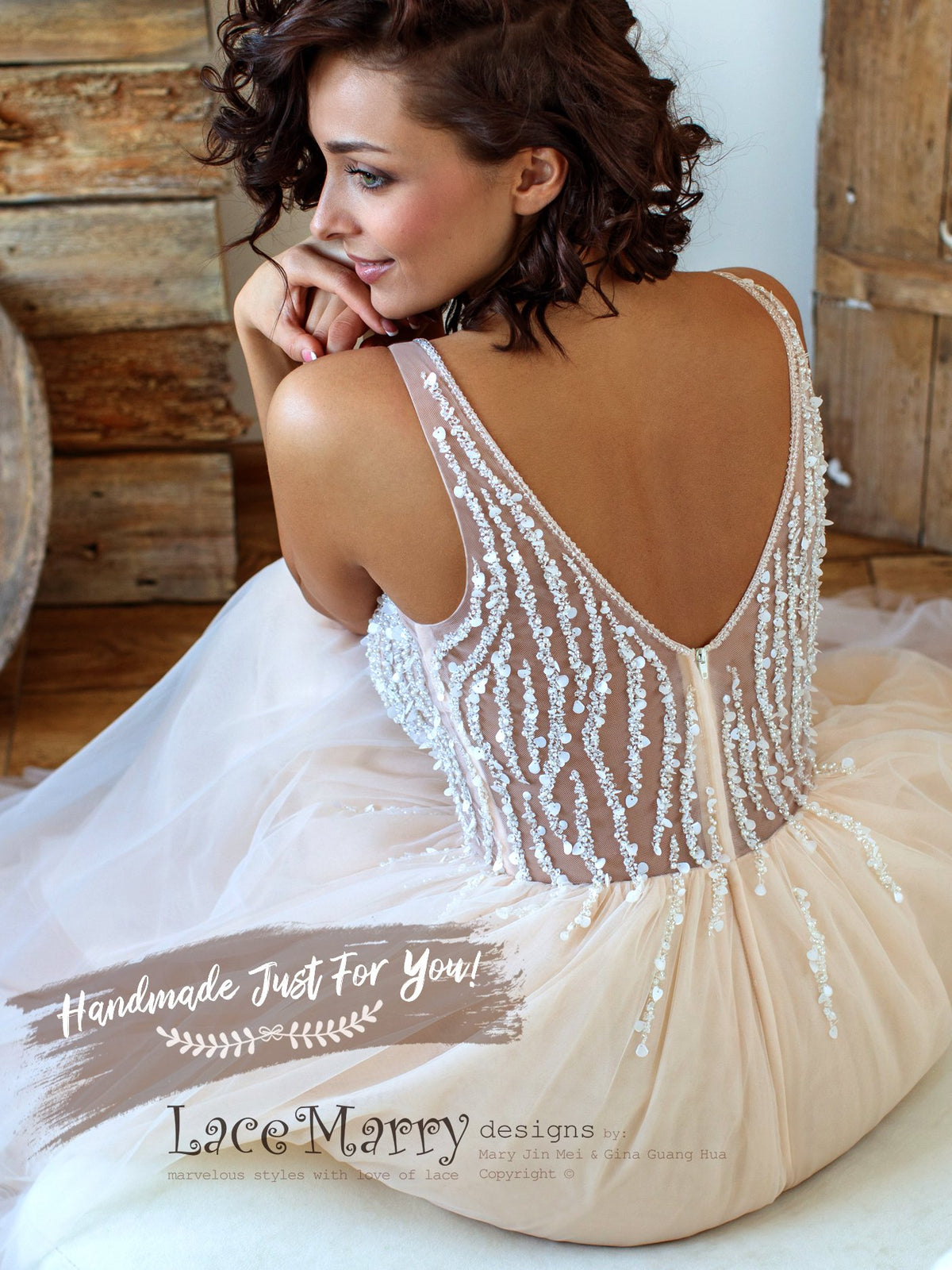 Sexy Back Colored Wedding Dress