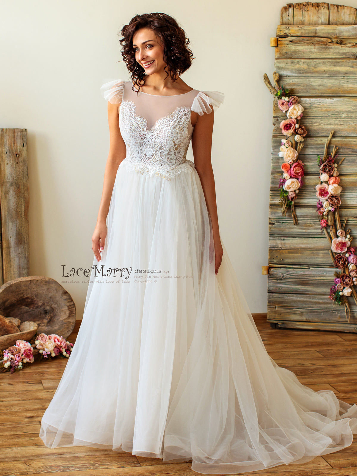 Tulle Horse Hair Skirt Boho Wedding Dress