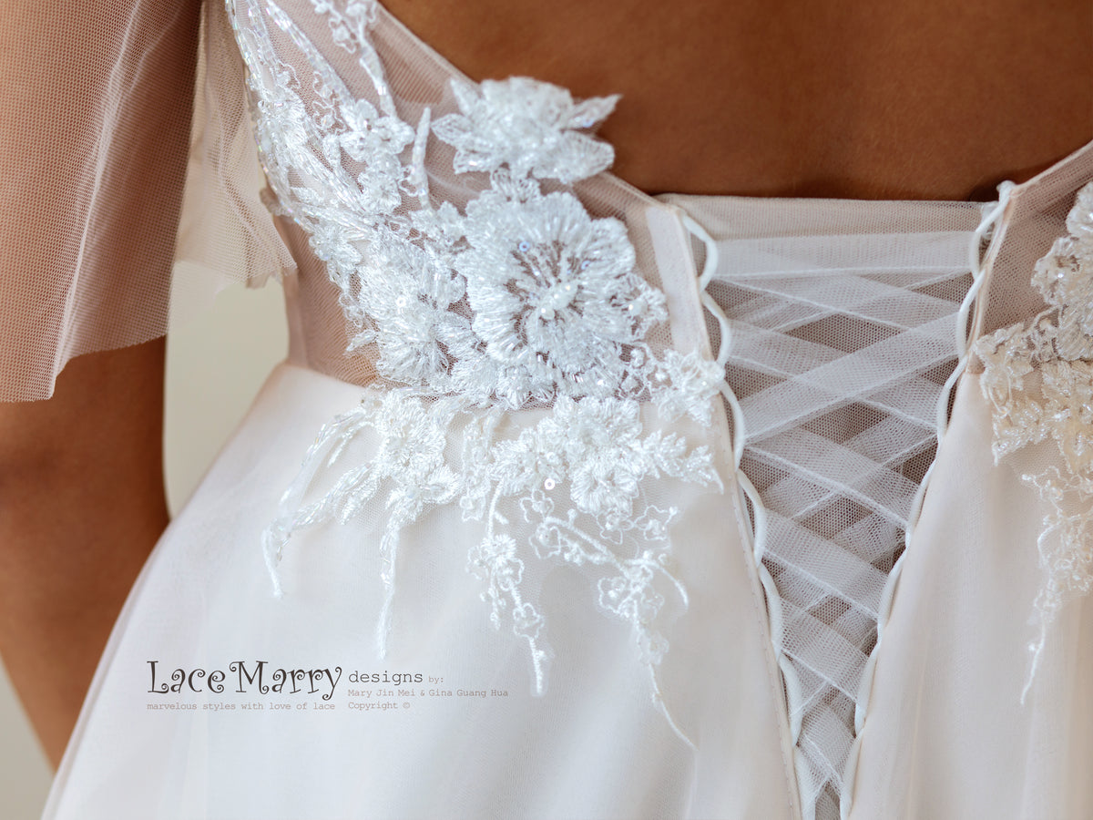 Lace Up Corset Back Wedding Dress