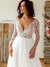 Long Sleeves Lace Wedding Dress with Deep Neckline