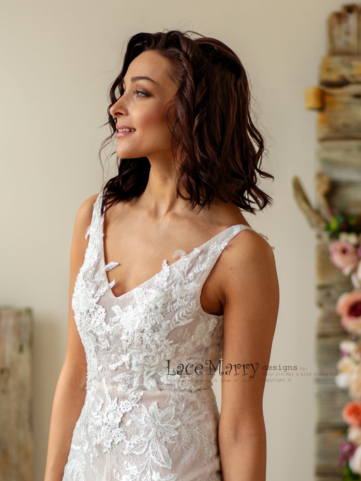 Fitted Nude Wedding Dress